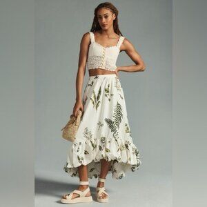 Anthropologie High Lo Bubble Floral Skirt-sz Large